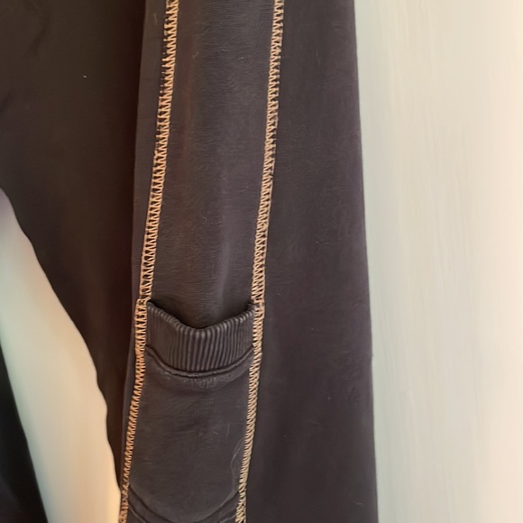 Cotton wide leg drawstring pants in black with brown stitching. Size 2 (L) GUC - Picture 3 of 7